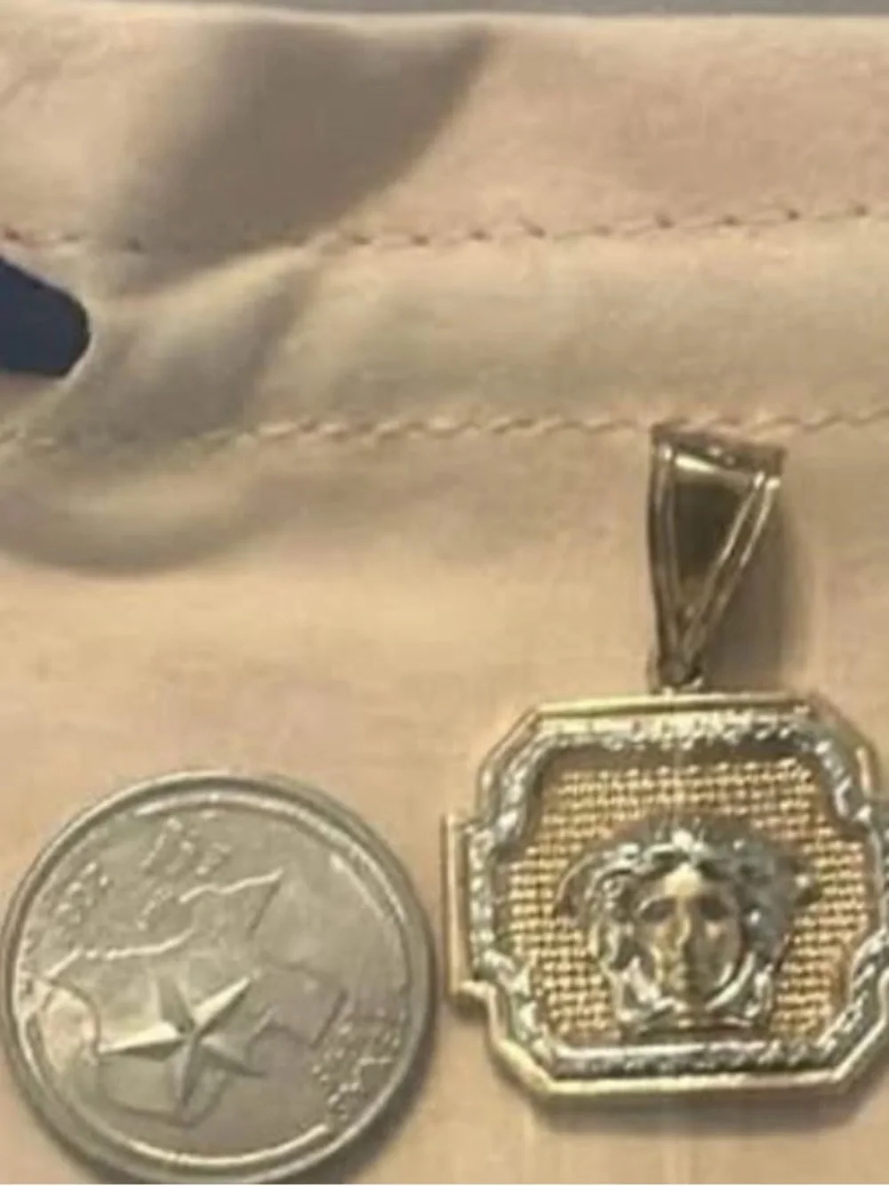 Gold Medusa Pendant Necklace Accent (Versace Style)